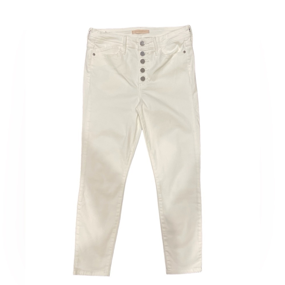 BCBG MaxAzria White Crop Button Fly Jeans